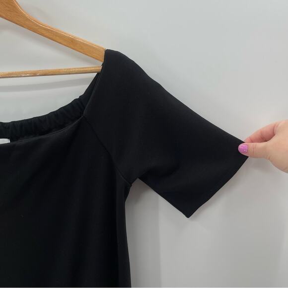 The Nines by HATCHT Maternity Short Sleeve Off the Shoulder Ponte Top Black XL - Picture 4 of 9